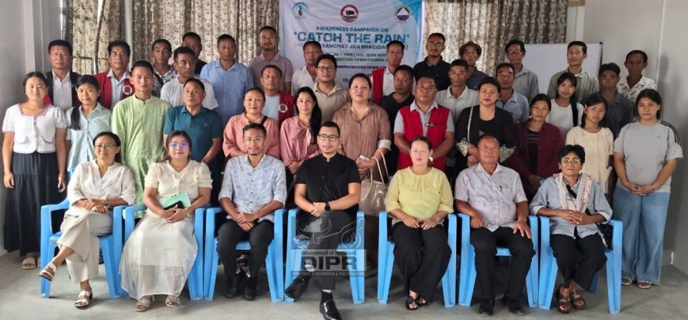 Officials along with the participants during an awareness programmes on rainwater harvesting held in Town Council Hall in Chiephobozou on July 27. (DIPR Photo)